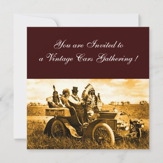 アパッチ族とジェロニモが自動車を運転 招待状 (正面)