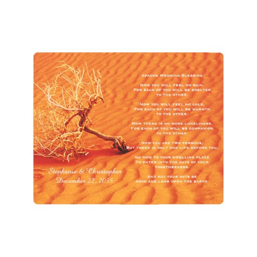 アパッチ結婚の木賛美が砂漠に沈む夕日 メタルプリント (正面)