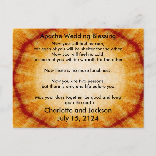アパッチ結婚の賛美古い紙 ポストカード (正面)