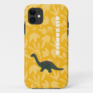 アパトサウルス恐竜の緑と黄色 iPhone 11 ケース