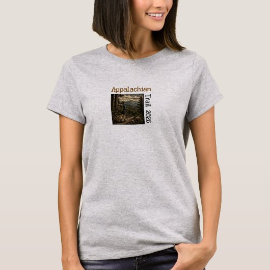 アパラチアン・トレイル ウッドカット 女性 日付カスタマイズ可能 Tシャツ (正面)