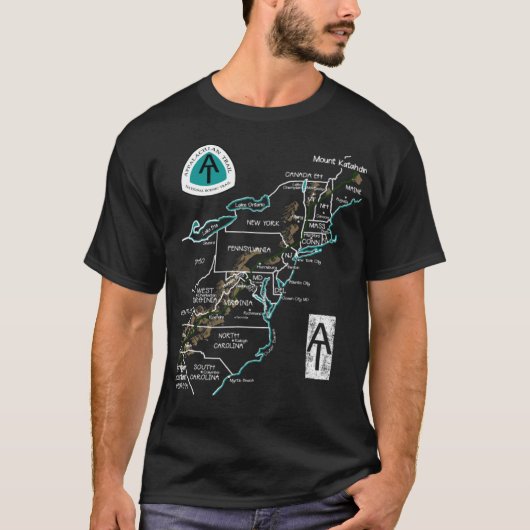 アパラチア国家風光明媚トレイル地図AT地図 Tシャツ (正面)