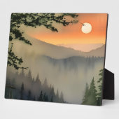 アパラチア朝日の出の水色デジタルアート フォトプラーク (側面)