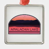 アパラチア湖ノースカロライナ赤い日の出 メタルオーナメント (正面)