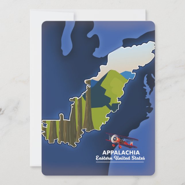 アパラチア 東アメリカ合衆国 旅行地図 (正面)
