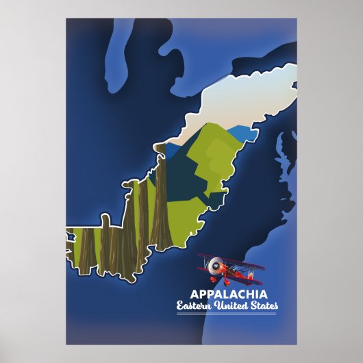 アパラチア 東アメリカ合衆国 旅行地図 ポスター (正面)