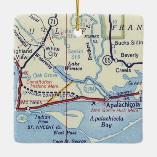 アパラチコラヴィンテージの地図 セラミックオーナメント (裏面)