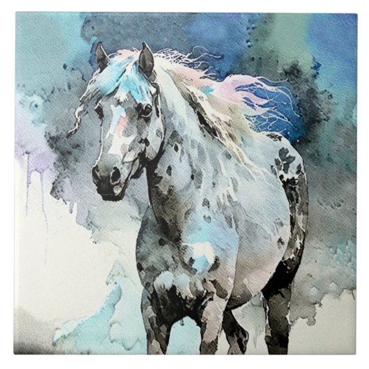 アパラルーサの牝馬の水彩画 タイル (正面)
