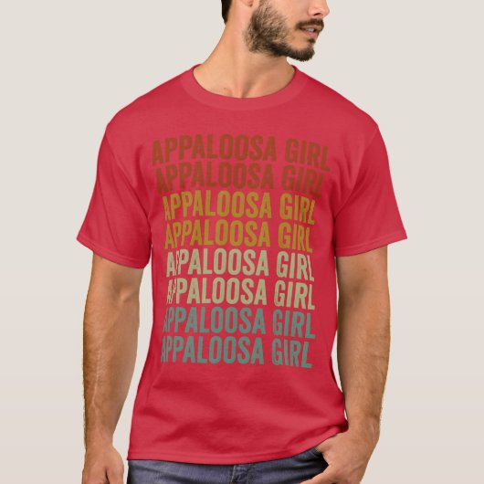 アパラルーサ柄の女の子 馬好きな女子 馬乗り Tシャツ (正面)