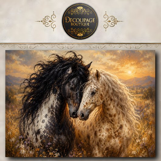 アパルーサの馬2頭の壁画 馬好きな人へのインテリア 薄葉紙