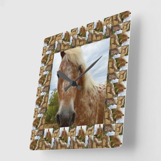 アパルーサ·ホースの写真立て スクエア壁時計 (傾斜)