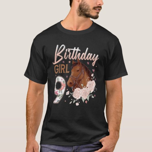 アパレルホース9th誕生日ガールB日9歳 Tシャツ (正面)