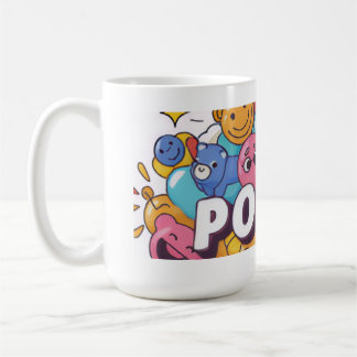 アパレル向けの鮮やかなカワイイドゥードルタイポグラフィックデザイン コーヒーマグカップ