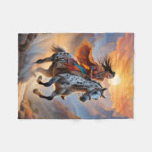 アパロオサホースウォーターカラーヒョウ フリースブランケット (正面(横))