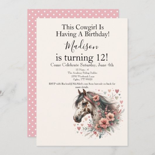 アパロオサホース誕生日 招待状 (正面/裏面)