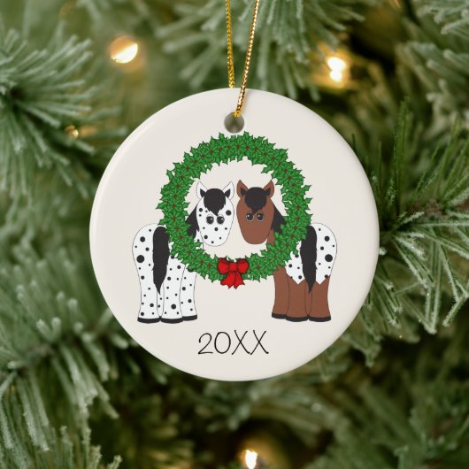 アパロパーソナライズされたーサ馬カップル1stクリスマス セラミックオーナメント (ツリー)