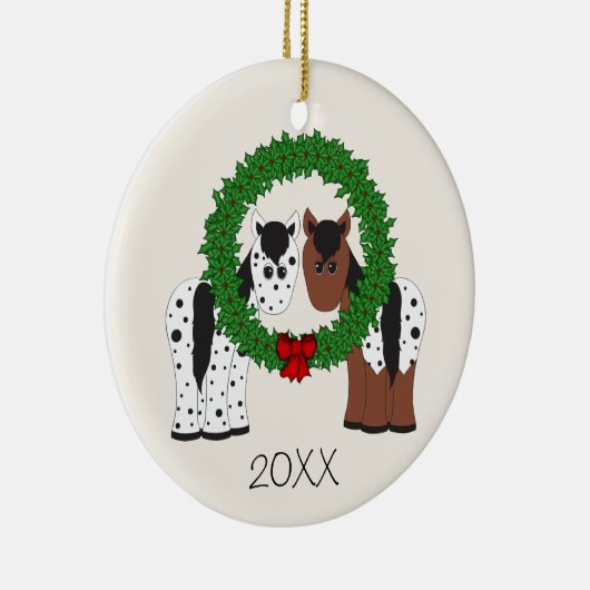 アパロパーソナライズされたーサ馬カップル1stクリスマス セラミックオーナメント (右)