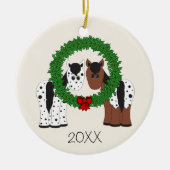 アパロパーソナライズされたーサ馬カップル1stクリスマス セラミックオーナメント (正面)