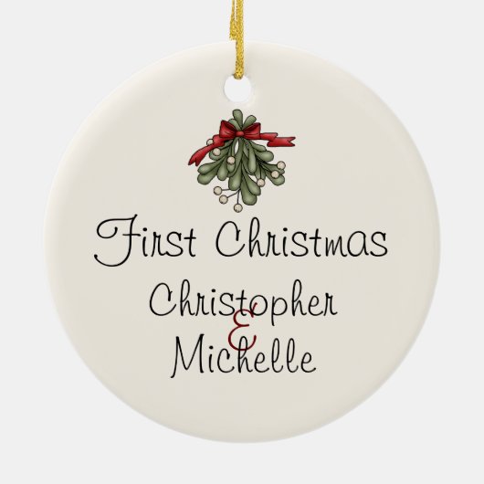 アパロパーソナライズされたーサ馬カップル1stクリスマス セラミックオーナメント (裏面)