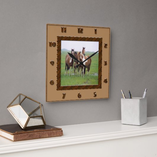 アパローサ馬群 スクエア壁時計 (オフィス)