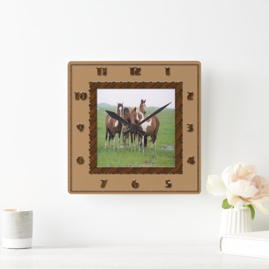 アパローサ馬群 スクエア壁時計 (ホーム)