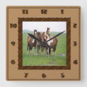 アパローサ馬群 スクエア壁時計 (正面)