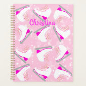 アパーソナライズされたイススケートで滑るピンクレッスン/プラクティス プランナー手帳 (正面)