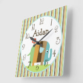 アパーソナライズされたストライプのフ象の時計 スクエア壁時計 (傾斜)