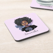 アパーソナライズされたフきらめくリカ人女性 コースター (左側)