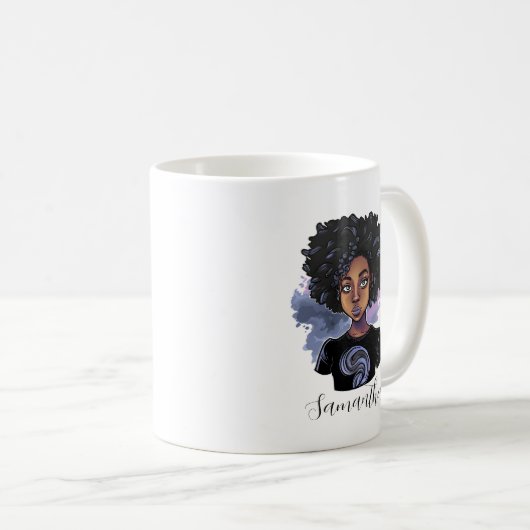 アパーソナライズされたフきらめくリカ人女性 コーヒーマグカップ (正面右)