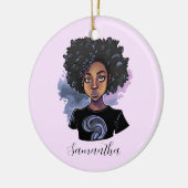 アパーソナライズされたフきらめくリカ人女性 セラミックオーナメント (左)