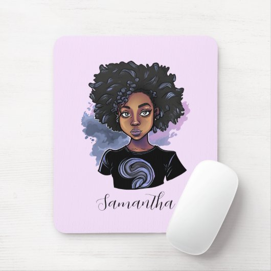 アパーソナライズされたフきらめくリカ人女性 マウスパッド (マウス)