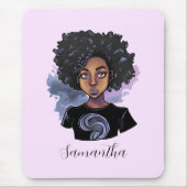 アパーソナライズされたフきらめくリカ人女性 マウスパッド (正面)