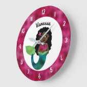 アパーソナライズされたフリカのマーメイドフェイクフォイル ラージ壁時計 (傾斜)