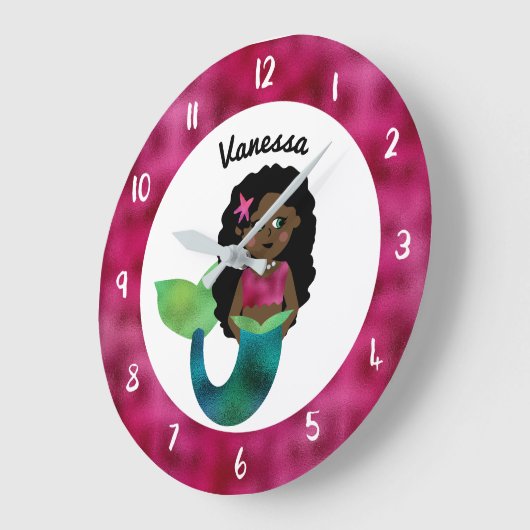 アパーソナライズされたフリカのマーメイドフェイクフォイル ラージ壁時計 (傾斜)