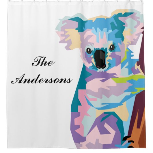 アパーソナライズされたポップ・アートのカラフルートコアラ シャワーカーテン (正面)