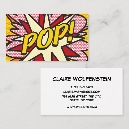 アパーソナライズされたート漫画ポップ・アートの本! 名刺 (正面/裏面)