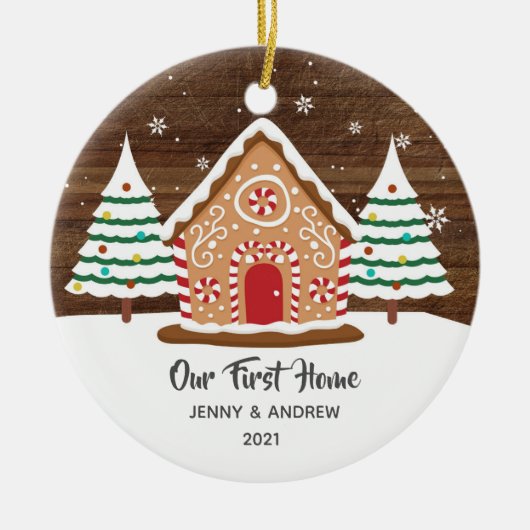 アパーソナライズされたーニューホームジンガーブレッドオーナメント セラミックオーナメント (正面)