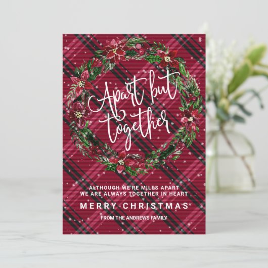 アパートが一緒にフローラリースフランネルクリスマス 招待状 (スタンド正面)