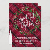 アパートが一緒にフローラリースフランネルクリスマス 招待状 (正面/裏面)
