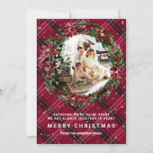 アパートが一緒にリースフランネルフォトクリスマス 招待状 (正面)