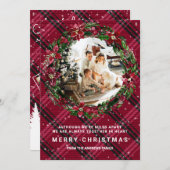 アパートが一緒にリースフランネルフォトクリスマス 招待状 (正面/裏面)