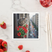 アパートメントタビーキャットインウィンドウ スタンダードカクテルナプキン (インサイチュ)