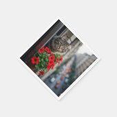 アパートメントタビーキャットインウィンドウ スタンダードカクテルナプキン (角)