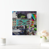 アパ伝統的ート建物マンハッタンニューヨーク スクエア壁時計 (ホーム)