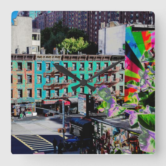 アパ伝統的ート建物マンハッタンニューヨーク スクエア壁時計 (正面)