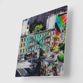 アパ伝統的ート建物マンハッタンニューヨーク スクエア壁時計 (傾斜)