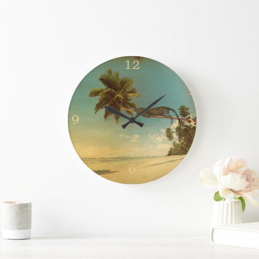 アヒョウのヤシビーチ ラージ壁時計 (ホーム)