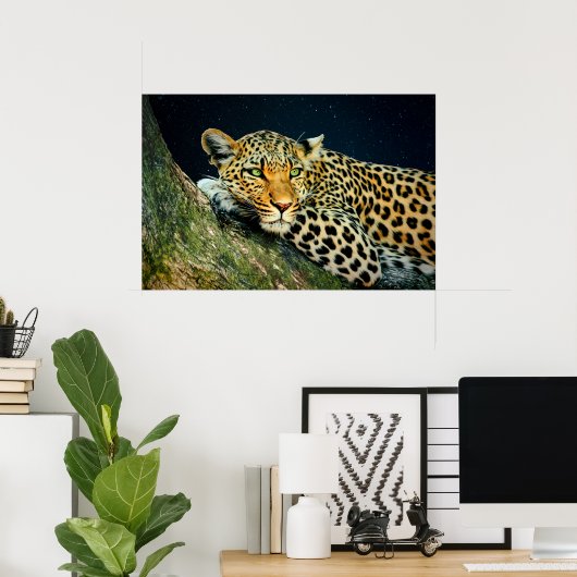 アヒョウの視線 – ナイトスカイプリント ポスター (ホームオフィス)