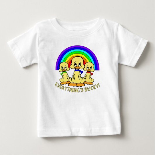 アヒルおもしろいの雨心 ベビーTシャツ (正面)